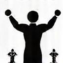 Ikona pro sportovní výživu, znázorňující sval nebo sportovce